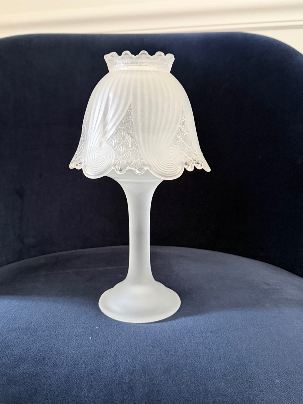 PartyLite VTG Fairy Light Lamp Frosted Clairmont Candle Holder 10x6" Cottagecore